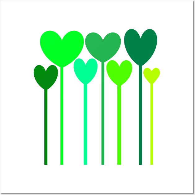 Green Colorful Hearts Wall Art by simonjgerber